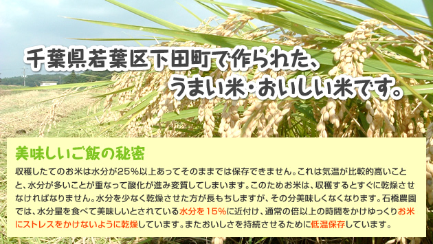 千葉県若葉区下田町で作られた、うまい米・おいしい米です。